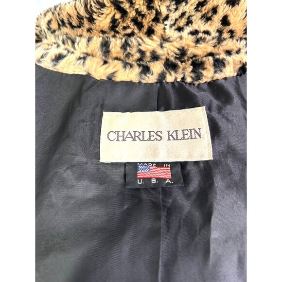 VTG Plush Faux Fur Cheetah Leopard Swing Coat Charles Klein Size Made In USA Med - Picture 11 of 13